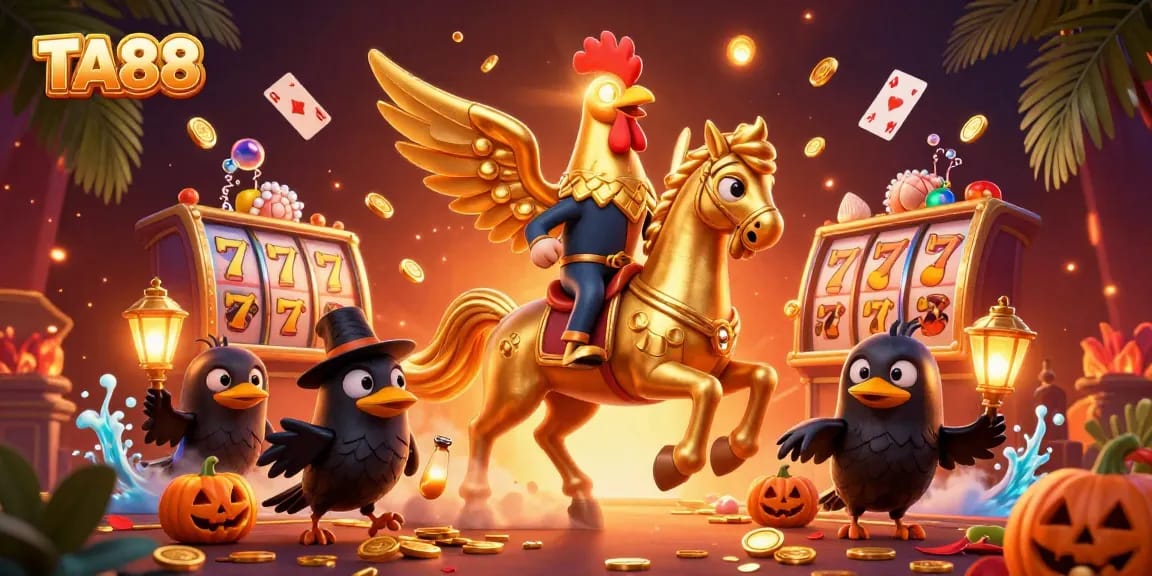 Experience thrilling gameplay with TA88 at an electrifying midnight casino filled with golden symbols and vibrant energy.