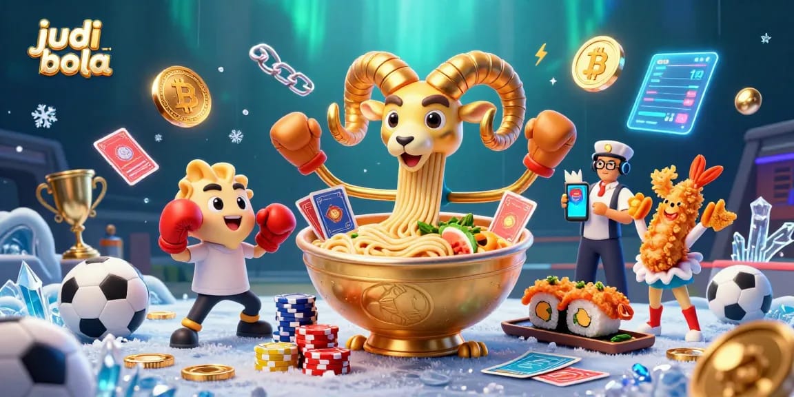 Bet on judi bola with a dynamic scene featuring a vibrant ramen bowl dealer in action