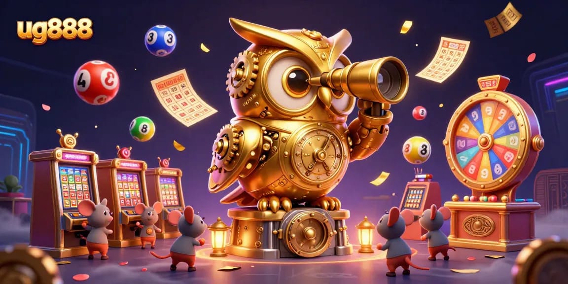 Experience the excitement of ug888 with this captivating casino illustration, showcasing vibrant lottery balls and dynamic elements.