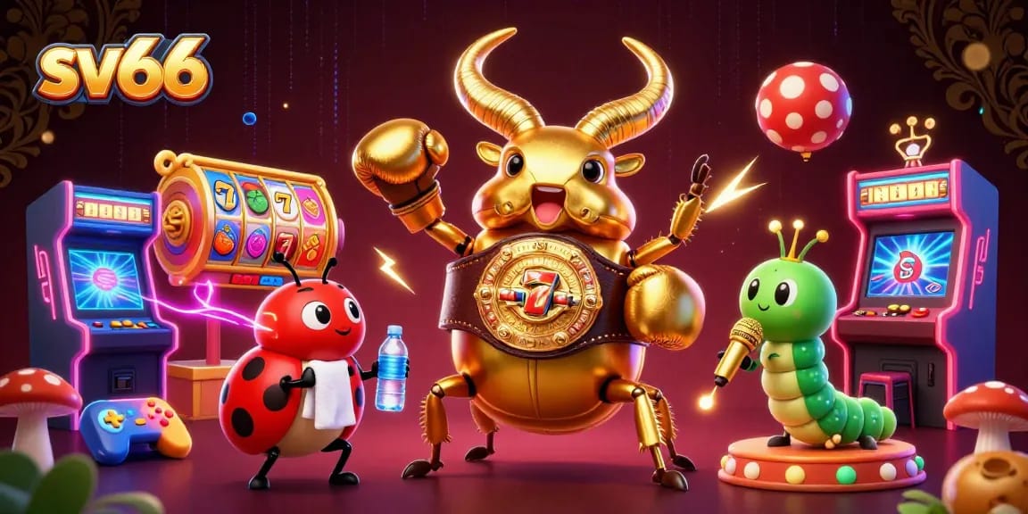Experience thrilling gaming adventures with sv66's vibrant casino elements and characters.