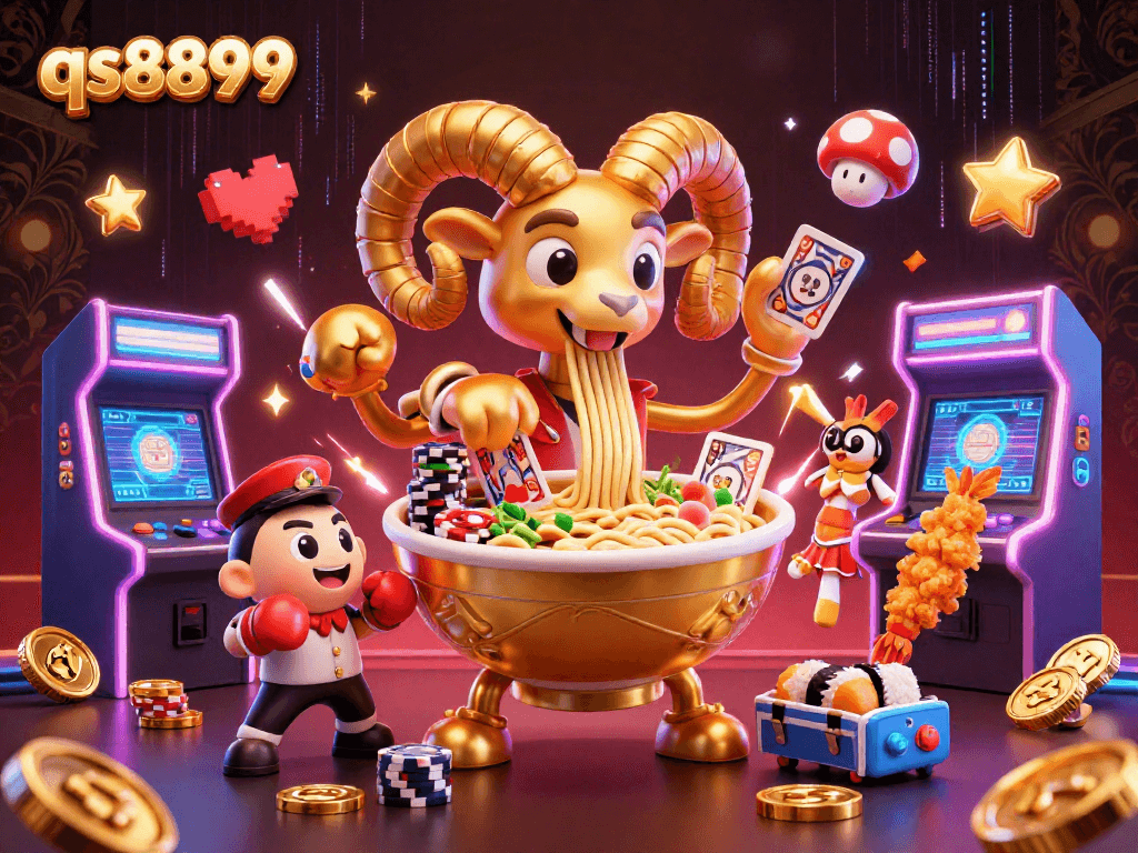 Join the fun at qs8899 with a vibrant, animated casino scene featuring exciting game elements!