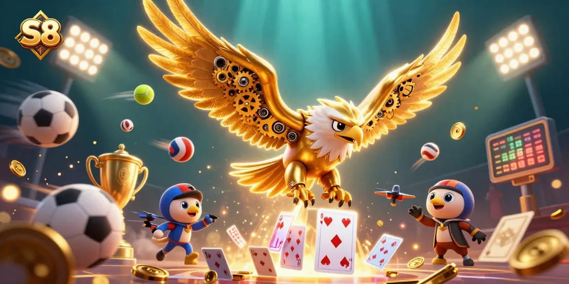 S8 elevates your betting game with a dynamic 3D illustration of cybernetic and organic elements.