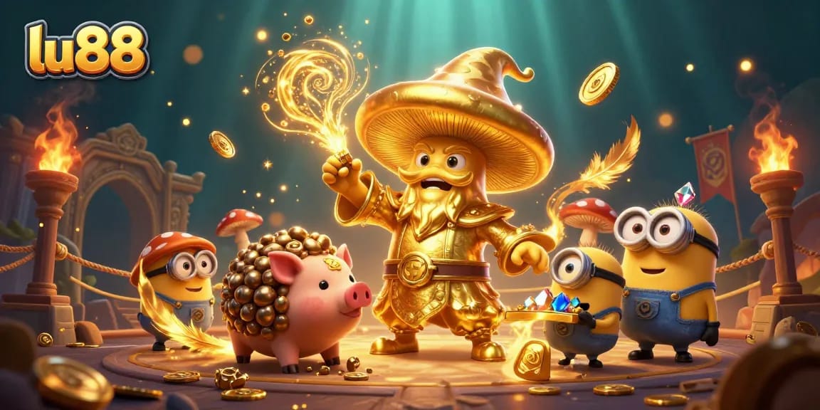Engage with LU88's vibrant fishing game scene, revealing treasures and golden magic in action.