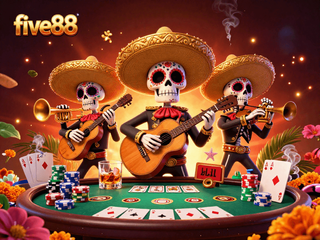 Engage in lively poker action with five88 featuring a vibrant mariachi scene.