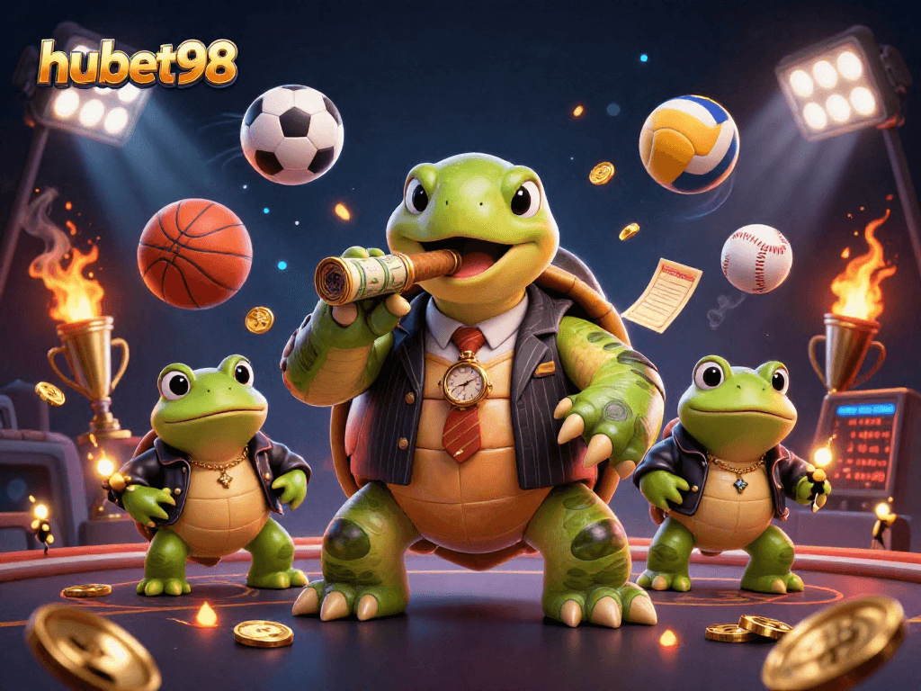 Experience thrilling gameplay with hubet98 in this vibrant 3D casino scene featuring dynamic sports elements.