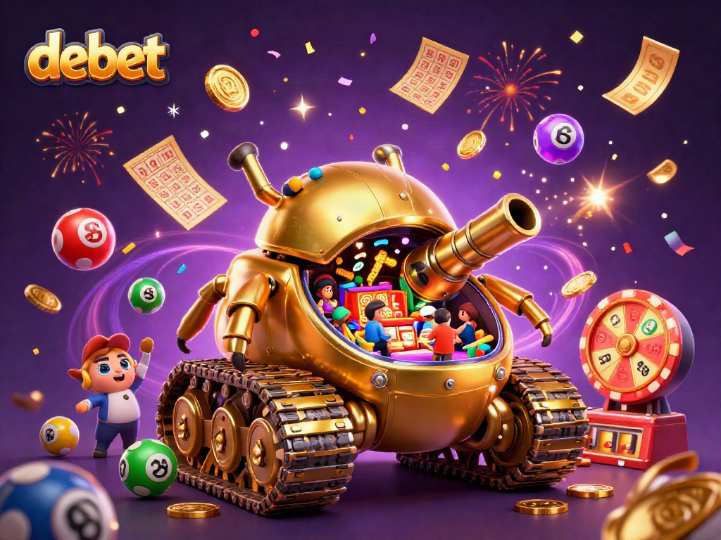 Engage with debet gaming excitement from a golden beetle tank casino illustration with dynamic lottery elements.