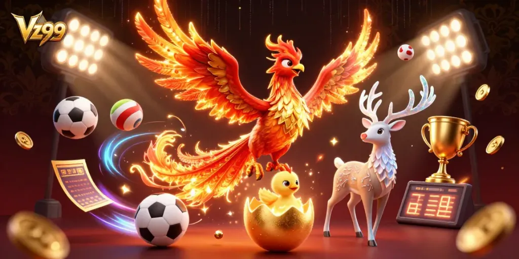 Experience the thrilling Vz99 gaming world with vibrant characters and dynamic sports betting elements.