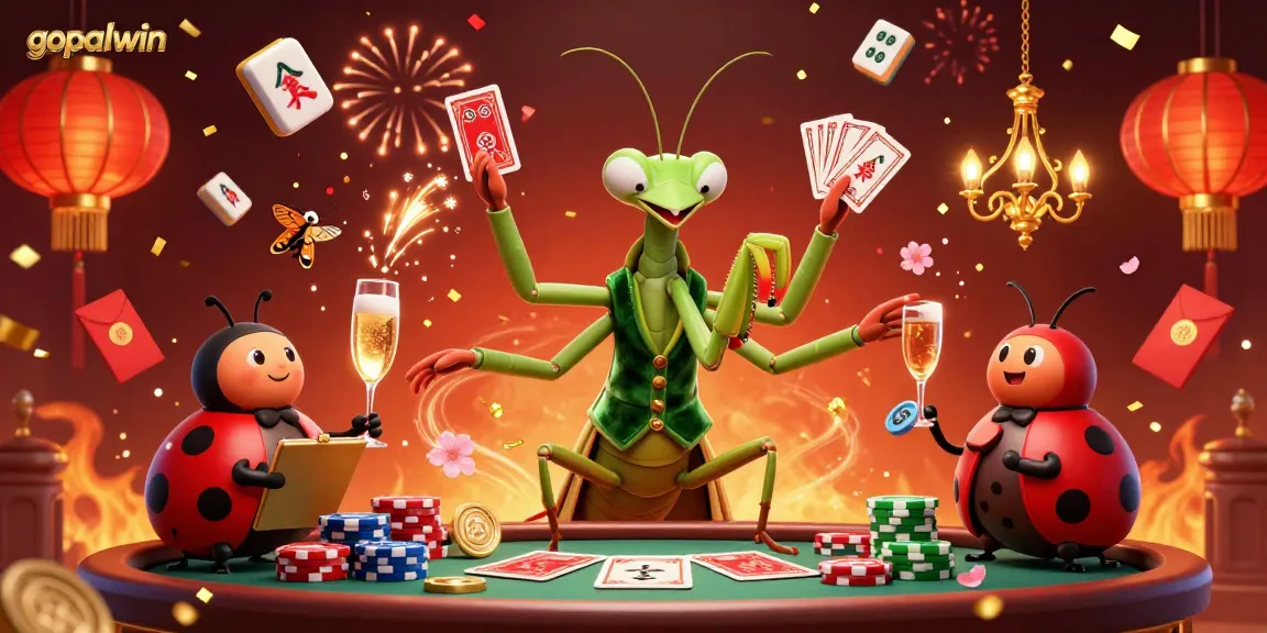 Engage with gopalwin as the mantis dealer and ladybug pit boss create a lively casino atmosphere with floating tiles.