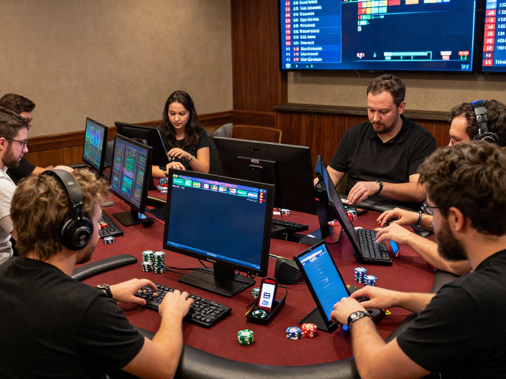 Engaged users gaming at https://sunwint4.com/ in a cozy online casino environment.