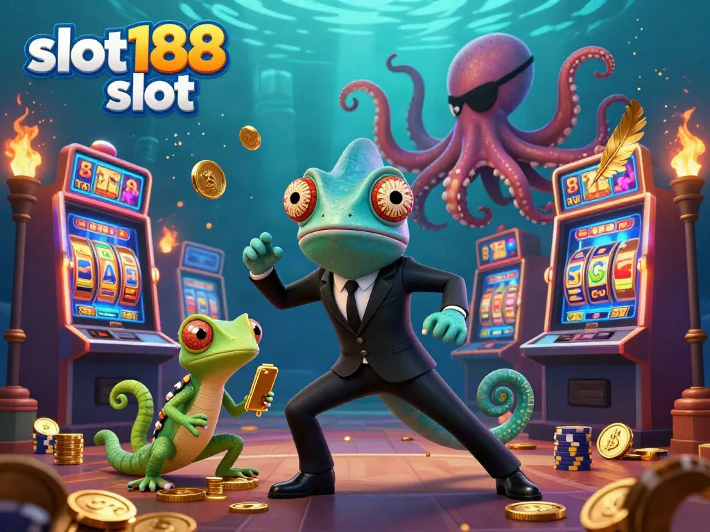 Menangkan jackpot dengan slot188 slot dalam ilustrasi kasino digital yang penuh warna.