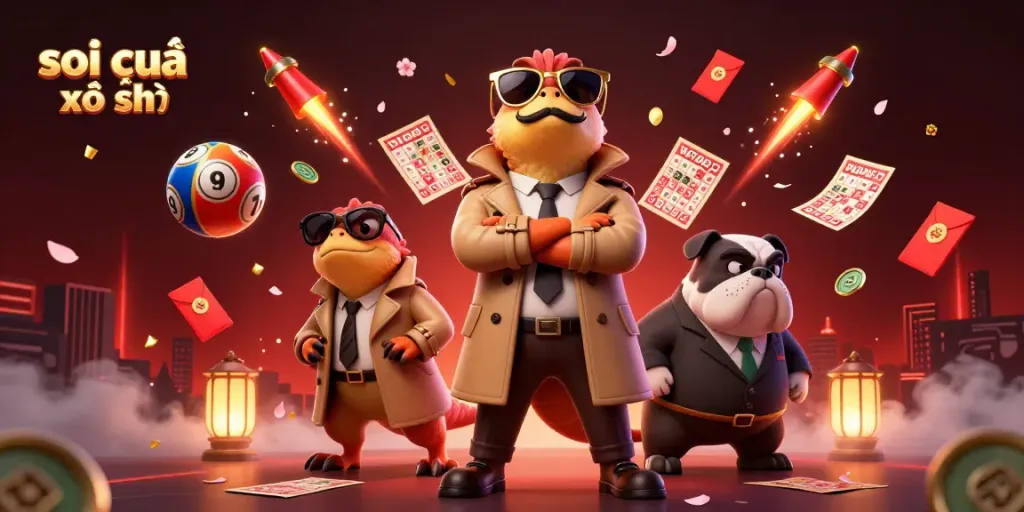 Experience thrilling soi cầu xổ số with 3D cartoon characters engaging in a vibrant casino setting.