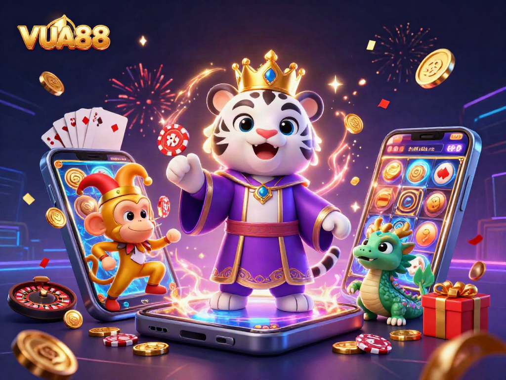 Join the excitement with VUA88 as the white tiger, monkey, and dragon illuminate the gaming adventure!