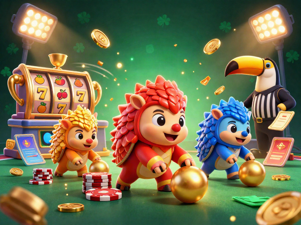 Nhatvip rivals roll through golden poker chips in dazzling casino-themed 3D illustration.