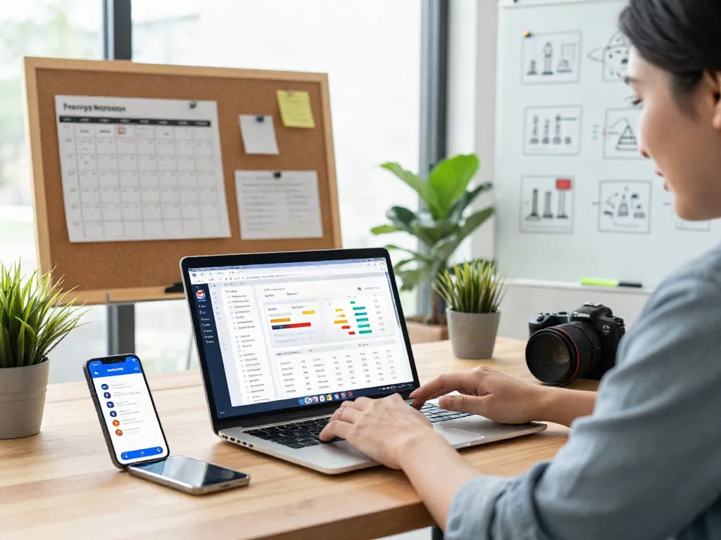Marketer analyzing data in a modern office for istana404 digital strategies.