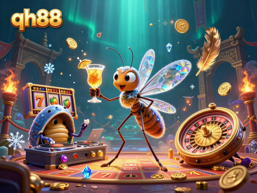 Experience the vibrant energy of qh88 with animated casino mascots and lively gameplay elements.