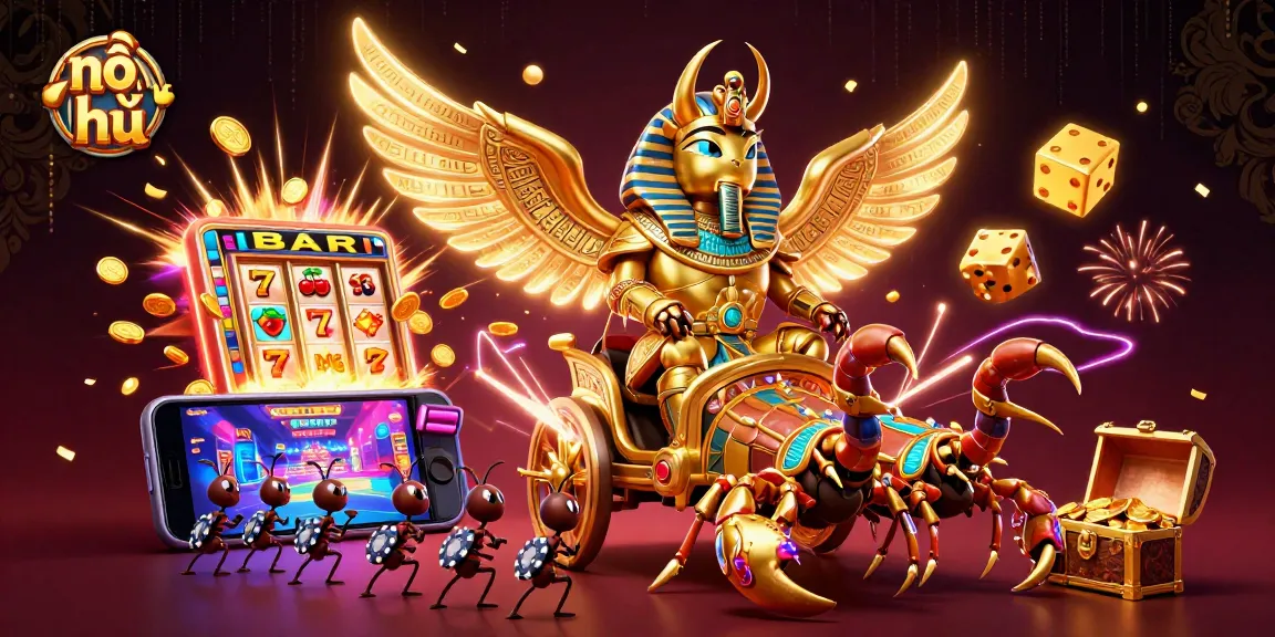 Experience thrilling wins with nổ hũ, featuring dynamic casino elements and vibrant game imagery.