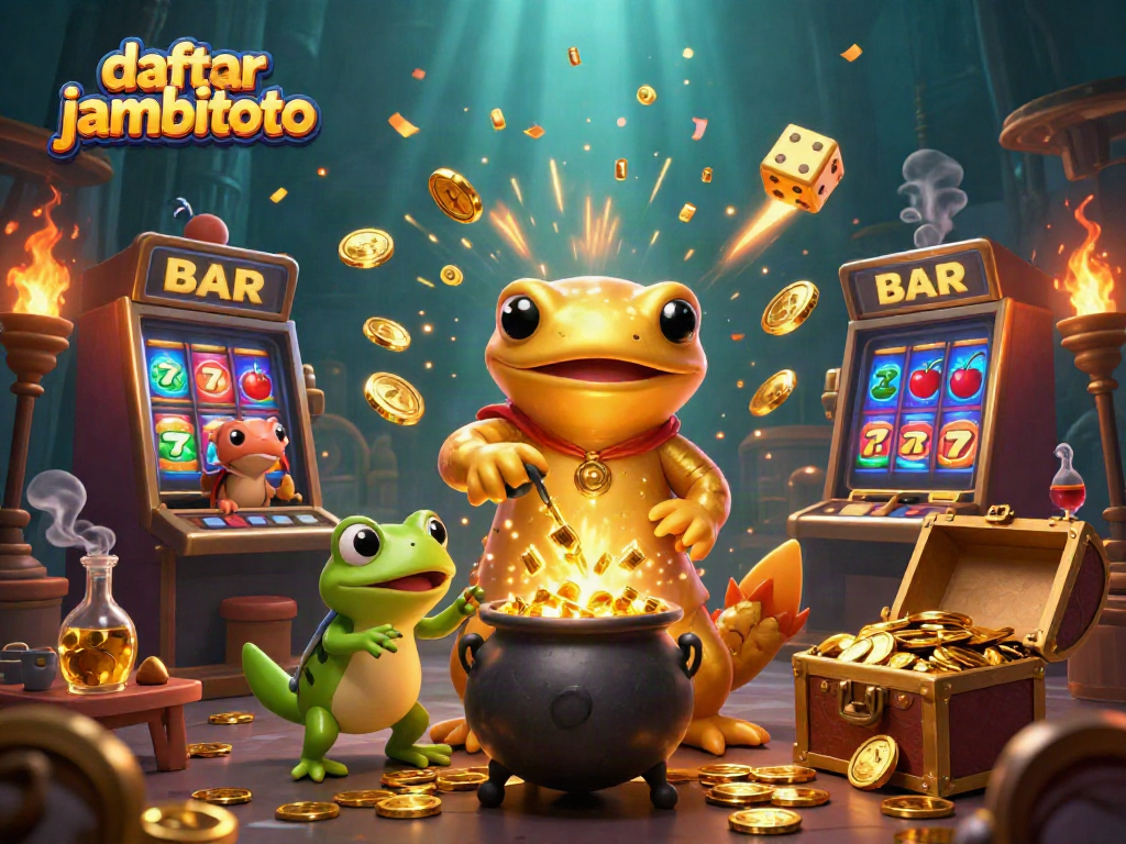 Spin and win with daftar jambitoto's enchanting golden alchemist and a vibrant casino scene full of excitement.