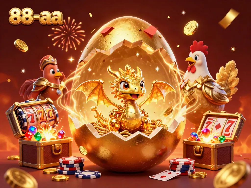 Spin to win with the 88-aa golden dragon guarding poker chips in a vibrant casino scene.