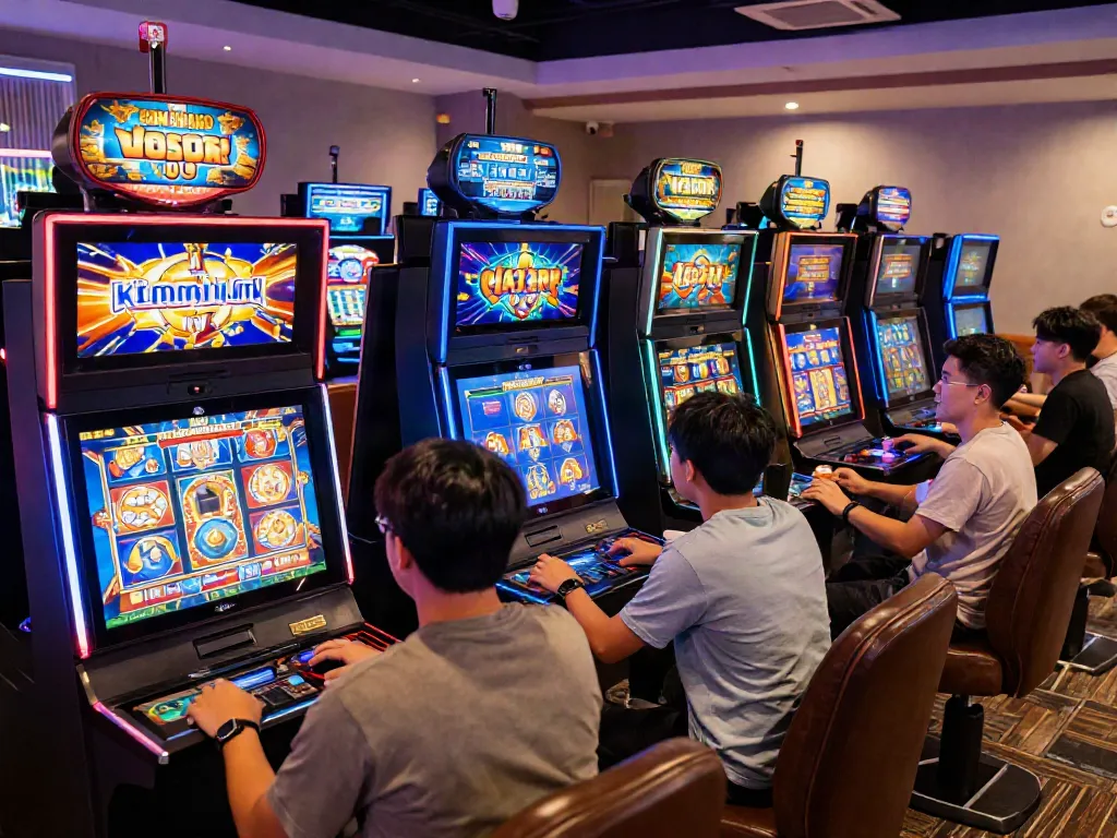 Engaged players enjoying thrilling slot gacor games in a lively online casino atmosphere.