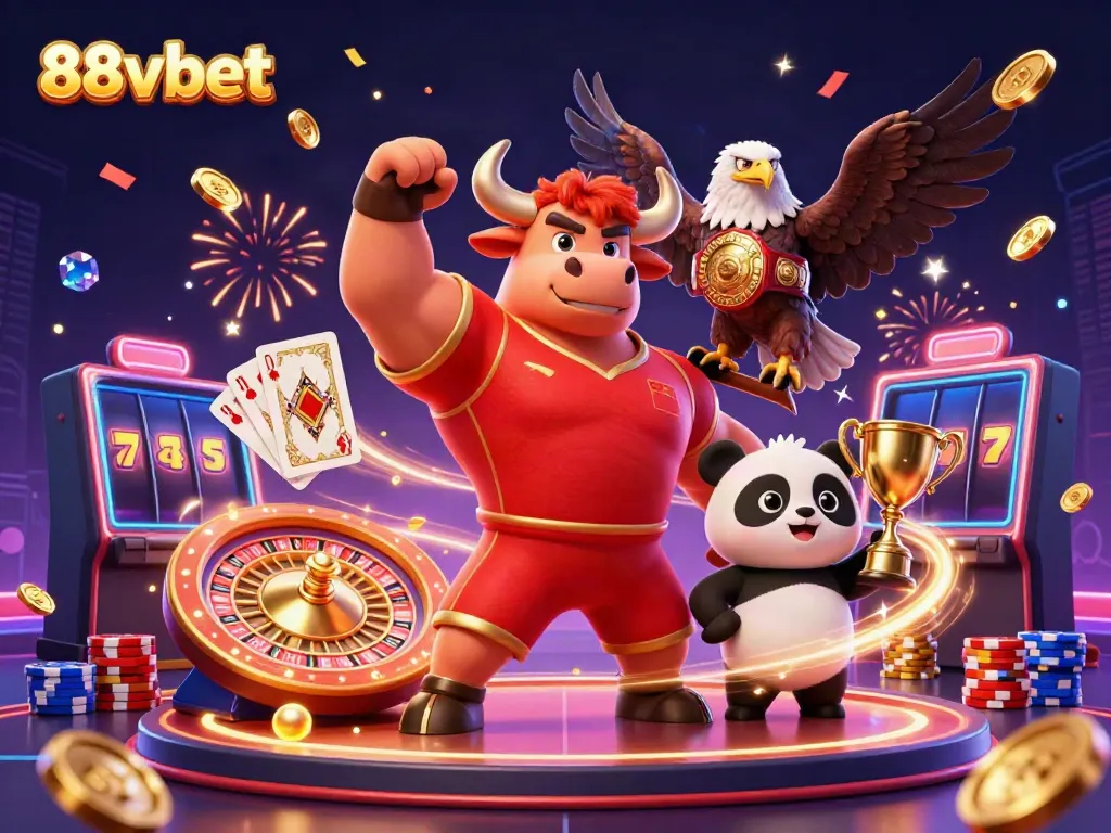 Engage with the 88vbet gaming experience featuring a lively casino scene full of excitement and vibrant characters.