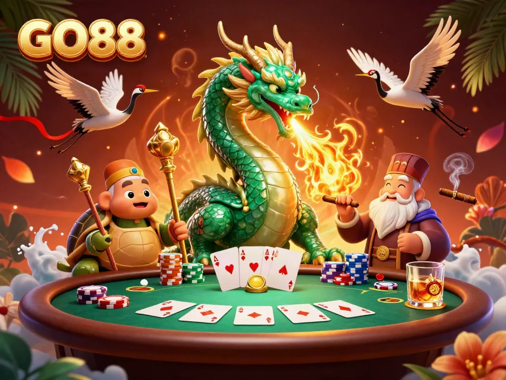 Experience thrilling gameplay at GO88 with magical creatures and dazzling poker elements.