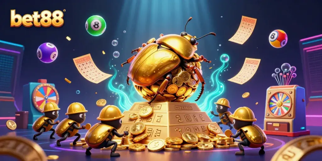 Experience thrilling gameplay with bet88 in this vibrant, dynamic 3D illustration featuring exciting casino elements.