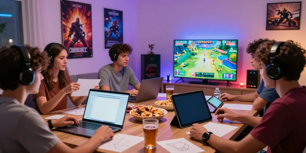 Engaging DA88 online gaming experience with friends in a modern living room.