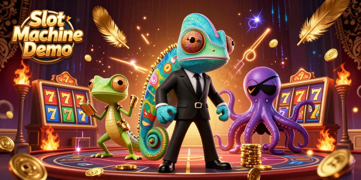 Experience the vibrant Slot Machine Demo featuring dynamic characters and slot reels for an engaging casino atmosphere.