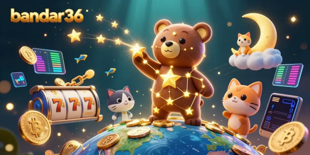 Slot menarik dan peluang maxwin dari bandar36 dalam ilustrasi 3D yang fantastis.