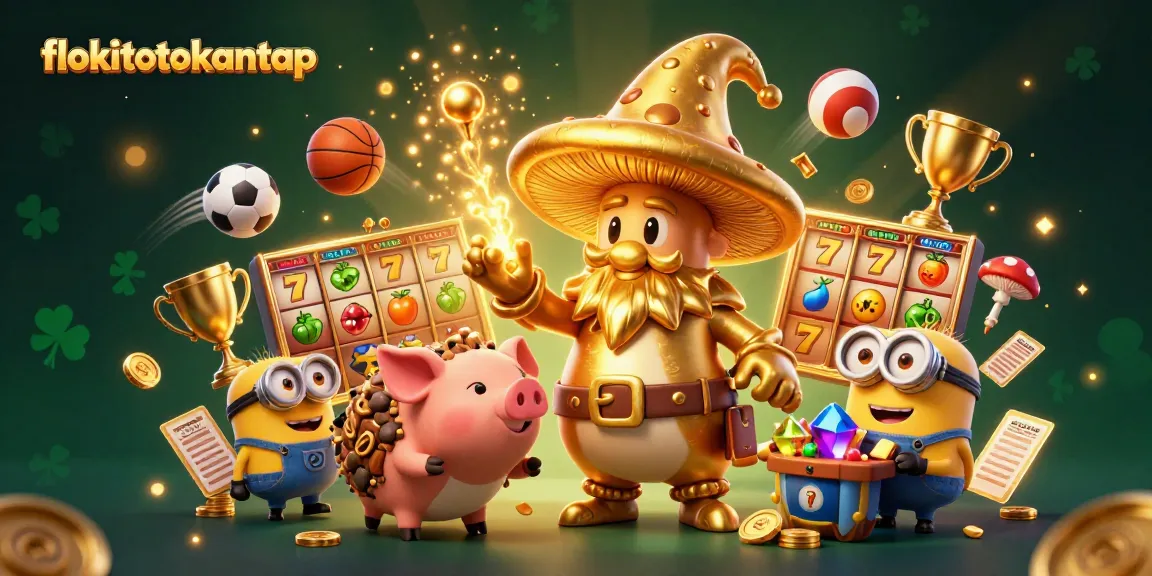 Experience exciting casino gameplay with flokitotokantap through a vibrant 3D illustration of magical characters.