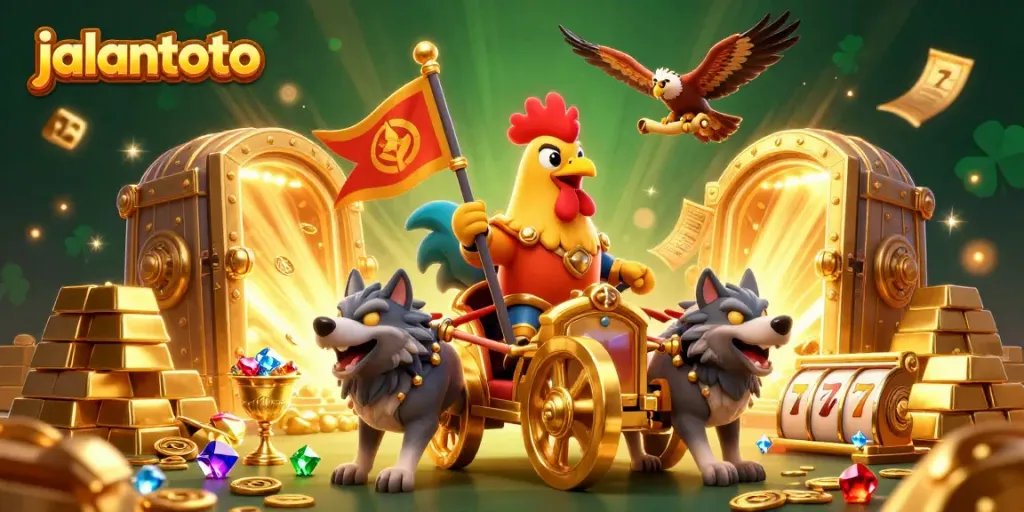 Experience thrilling jackpots with jalantoto's captivating casino scene, showcasing dynamic gaming elements.
