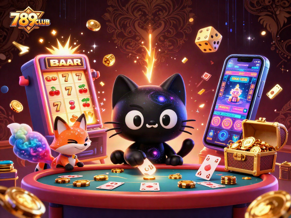 Experience the thrill of 789CLUB with a cosmic cat at an explosive casino table.