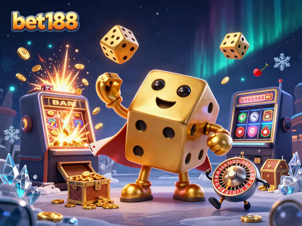 Experience the thrill of bet188 with dynamic gaming elements in a vibrant 3D casino illustration.