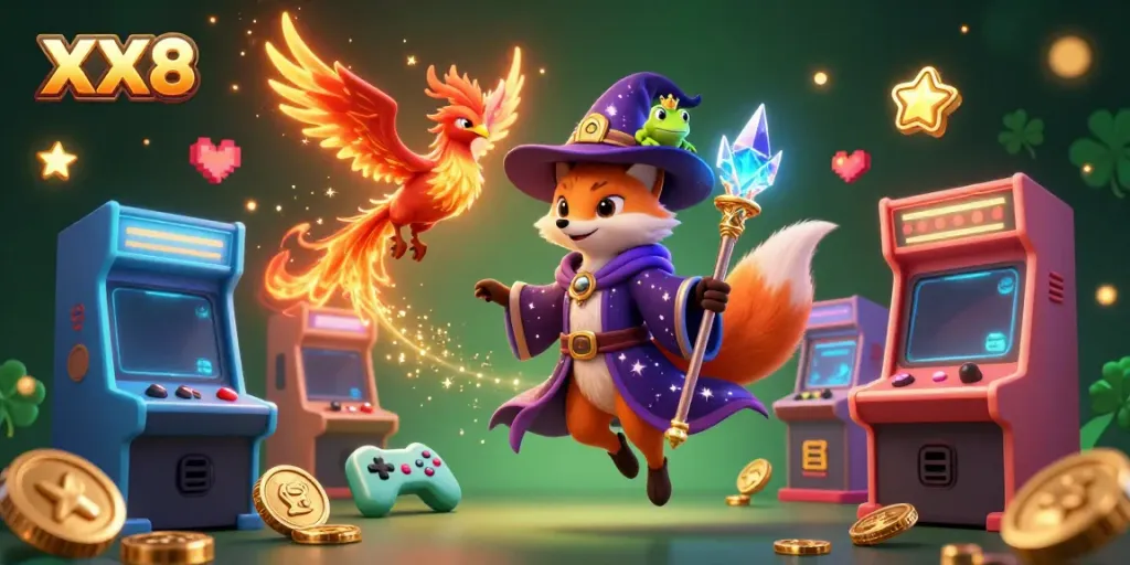 Experience thrilling gaming adventures with mystical characters as they engage in exciting XX8 casino elements.