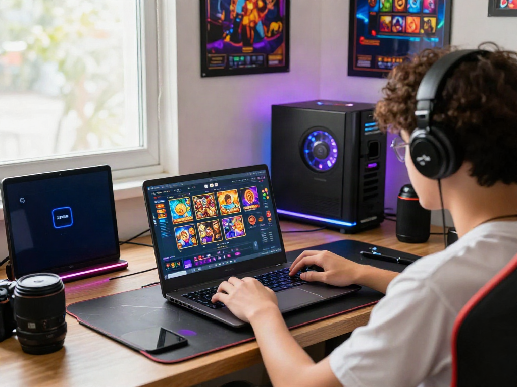 Engaging online gaming setup showcasing slot Thailand platform on laptop and smartphone.