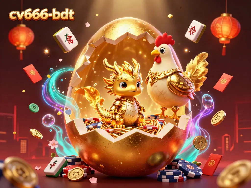 Engage with exciting games at cv666-bdt featuring a golden dragon with poker chips in a vibrant casino scene.