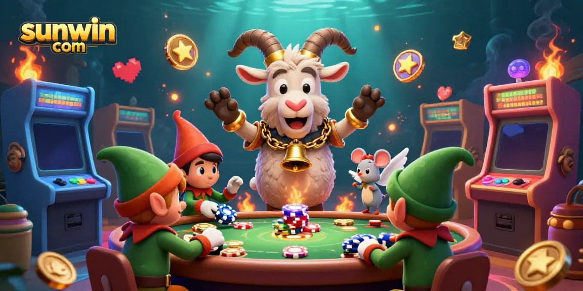 Engage in thrilling fun at sunwin com with our vibrant casino featuring a Krampus goat and elf gremlins.