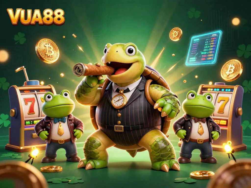 Join the fun at VUA88 with a vibrant, casino-themed 3D illustration showcasing engaging gaming elements.