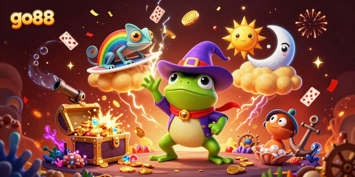 Experience the thrilling world of go88 with a playful storm of golden coins and vibrant characters!