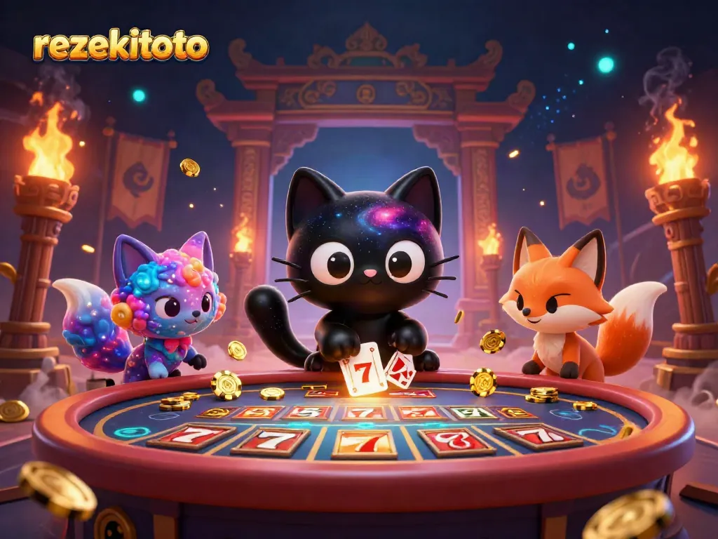 Experience thrilling gameplay at rezekitoto where the cosmic casino awaits with engaging slot reels and vibrant characters.