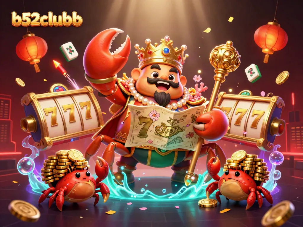 Experience excitement in b52clubb with a majestic crab emperor and thrilling casino elements.