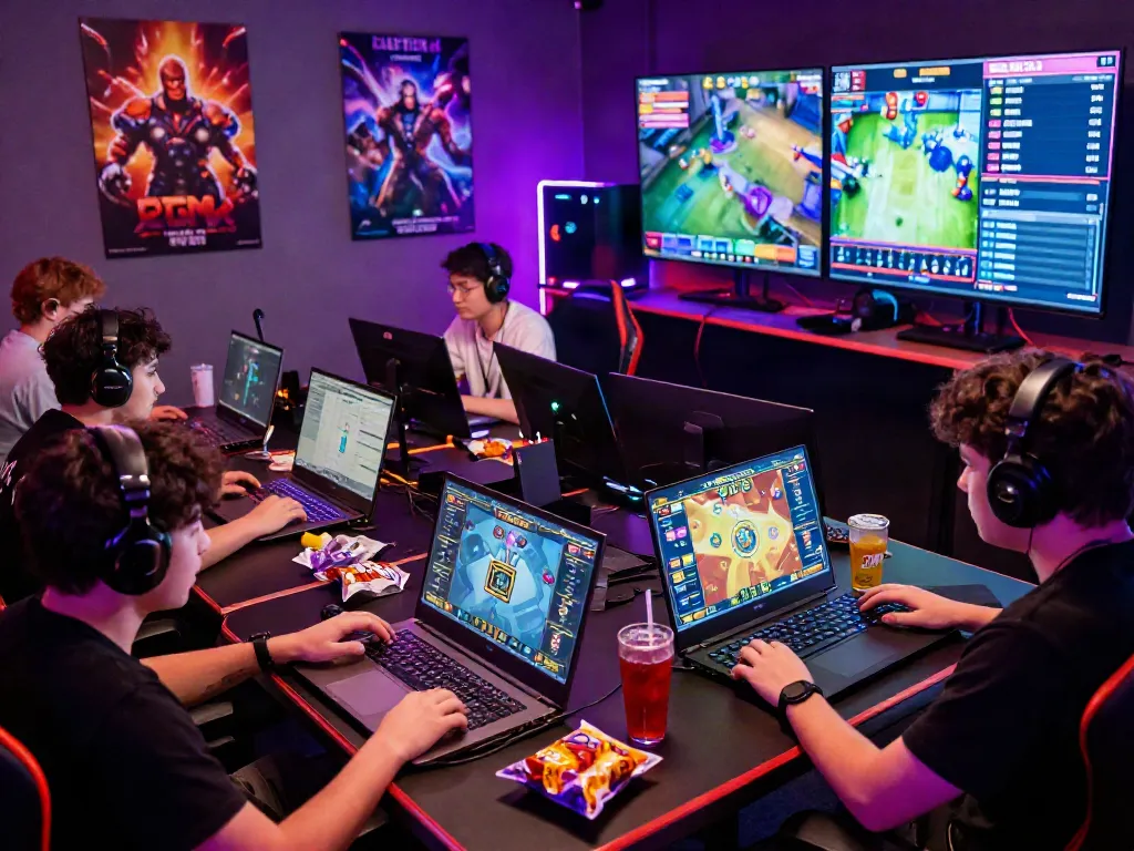 Exciting online gaming session featuring lumbung88 slot gameplay and engaged gamers in vibrant environment.