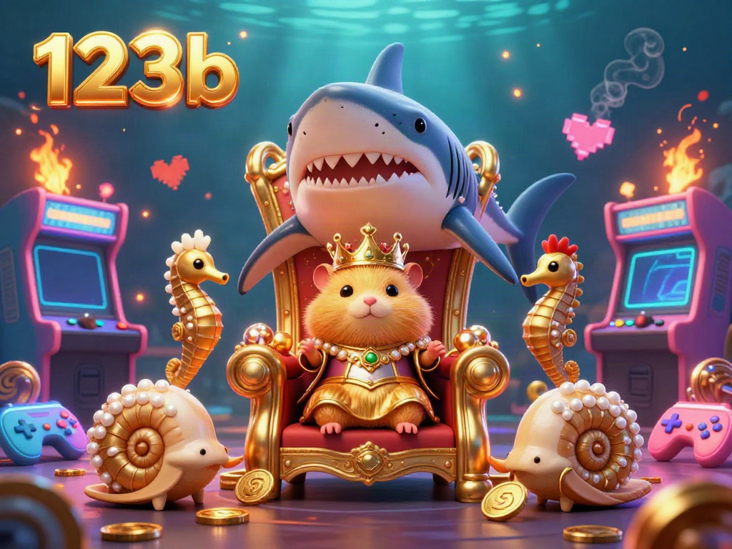 Experience the royal fantasy of the 123b casino with a golden hamster king and cosmic gaming ambiance, where adventure awaits!