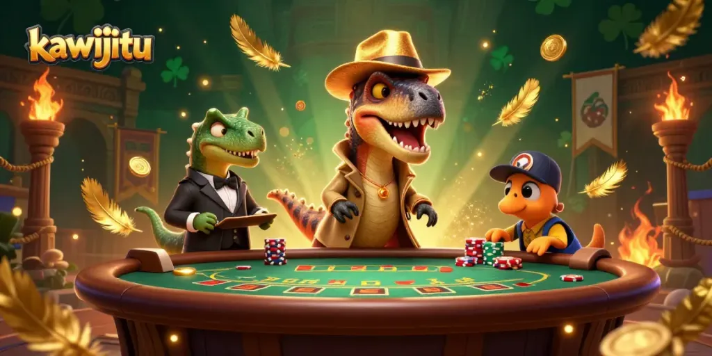 Menghadirkan strategi menang dalam permainan kawijitu dengan velociraptor di meja blackjack.