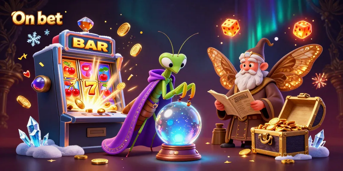 Experience exciting casino adventures with On bet's mystical graphic featuring vibrant characters and gaming elements.