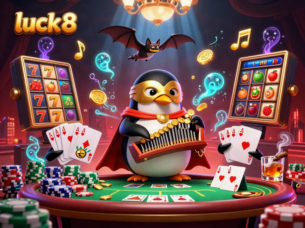Experience thrilling slot action with luck 8 in a vibrant casino scene, showcasing lucky symbols and excitement.