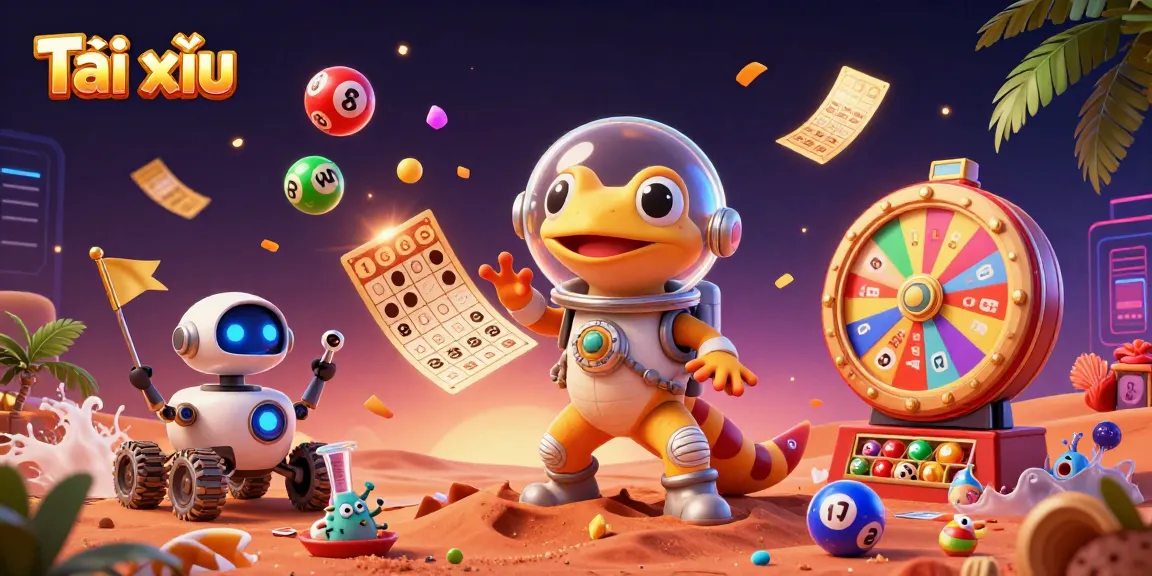 Engage in Tài xỉu excitement, illustrated with a Martian gecko in a casino discovery scene.