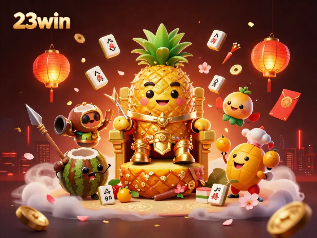 Experience the vibrant energy of 23win's online casino with a colorful 3D illustration.
