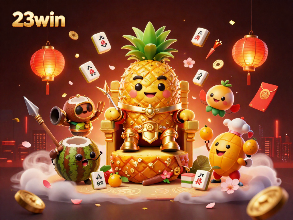 Experience the vibrant energy of 23win's online casino with a colorful 3D illustration.