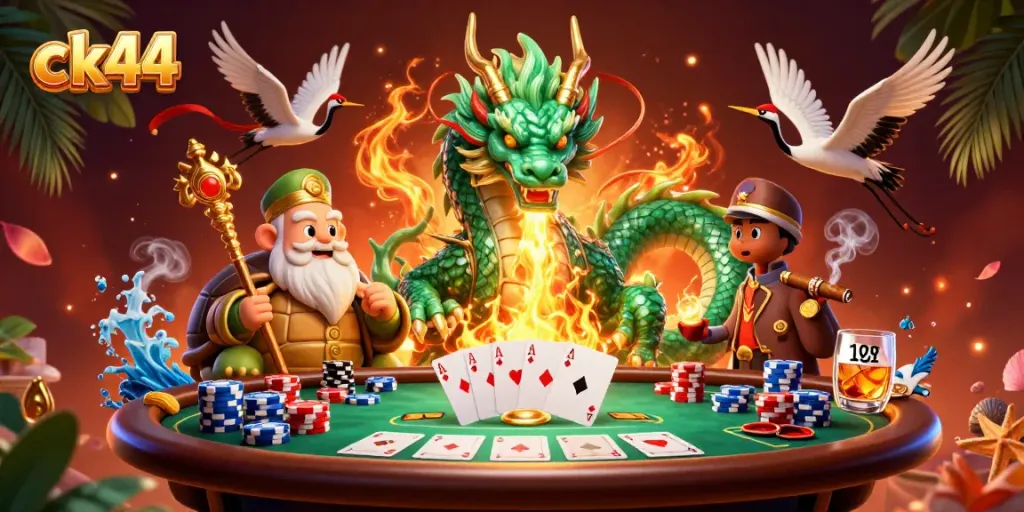Experience thrilling gameplay with ck44 in a dynamic and magical casino scene featuring a jade dragon.